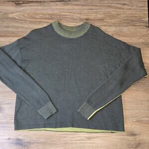Lululemon Women's Reversible Double-Knit Crew Neck Green Sweater Size: 8
